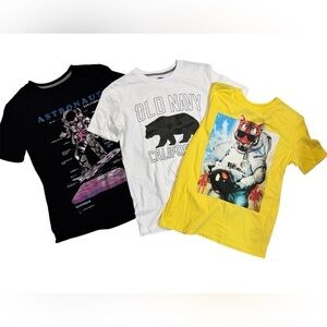 Lot of 3 Old Navy Boys XL 14-16 Graphic T-Shirts Tiger Bear Astronaut